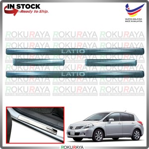 [BESI] Nissan Latio Stainless Steel Chrome Side Sill Kicking Plate Garnish Moulding Cover Trim Car Accessories