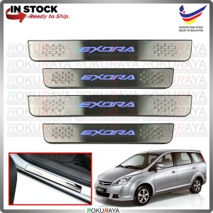 [BESI with LED] Proton Exora Stainless Steel Chrome Side Sill Kicking Plate Garnish Moulding Cover Trim
