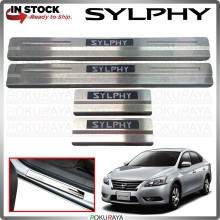 [BESI with LED] Nissan Sylphy B17 2014 Stainless Steel Chrome Side Sill Kicking Plate Garnish Moulding Cover Trim