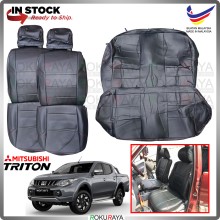 Mitsubishi Triton 2G 2015-2023 RED LINE Stitching Original Fitting Thick Leather Cowhide PU Car Cushion Seat Cover