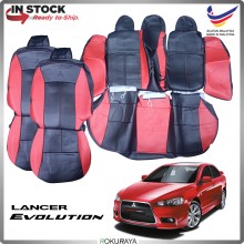 Mitsubishi Lancer GT 2007 Black Red Local PVC PU Semi Leather Custom Fitting Cushion Cover Car Seat